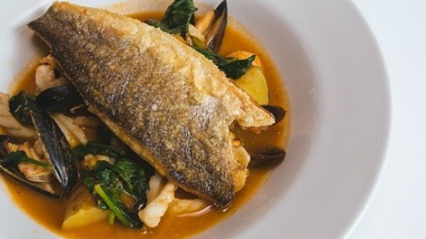 (Photo: Gluten-free fried sea bass / Browns Brasserie & Bar)