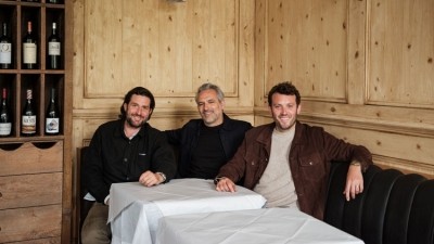 Phil Winser (L) and James Gummer (R) with Olivier van Themsche